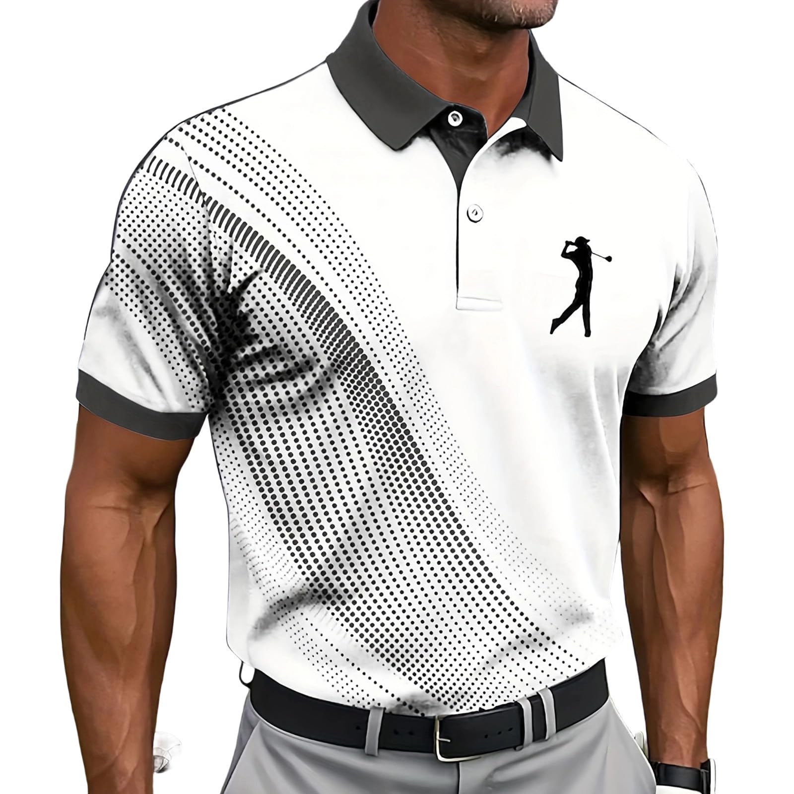 Men's Golf Polo Shirt T-Shirt Gradient Plaid Party Casual Short Sleeve Shirts Quick Dry Moisture Wicking Athletic Shirt — view 17