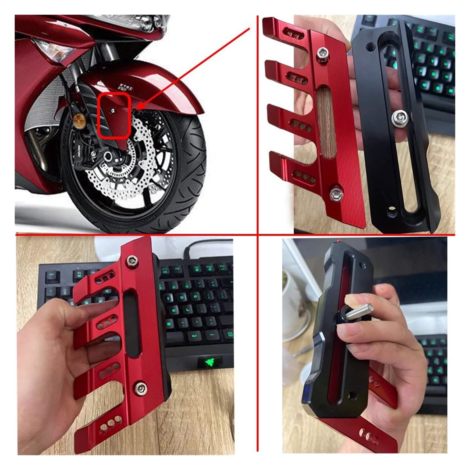 BBMOT Motocykl Ochrona Błotnika Motocyklowego, Osłona Przedni widelec, Przedni Błotnik, Suwak Przeciwupadkowy Dla K Concours (Concours 14) ABS (Czerwony)