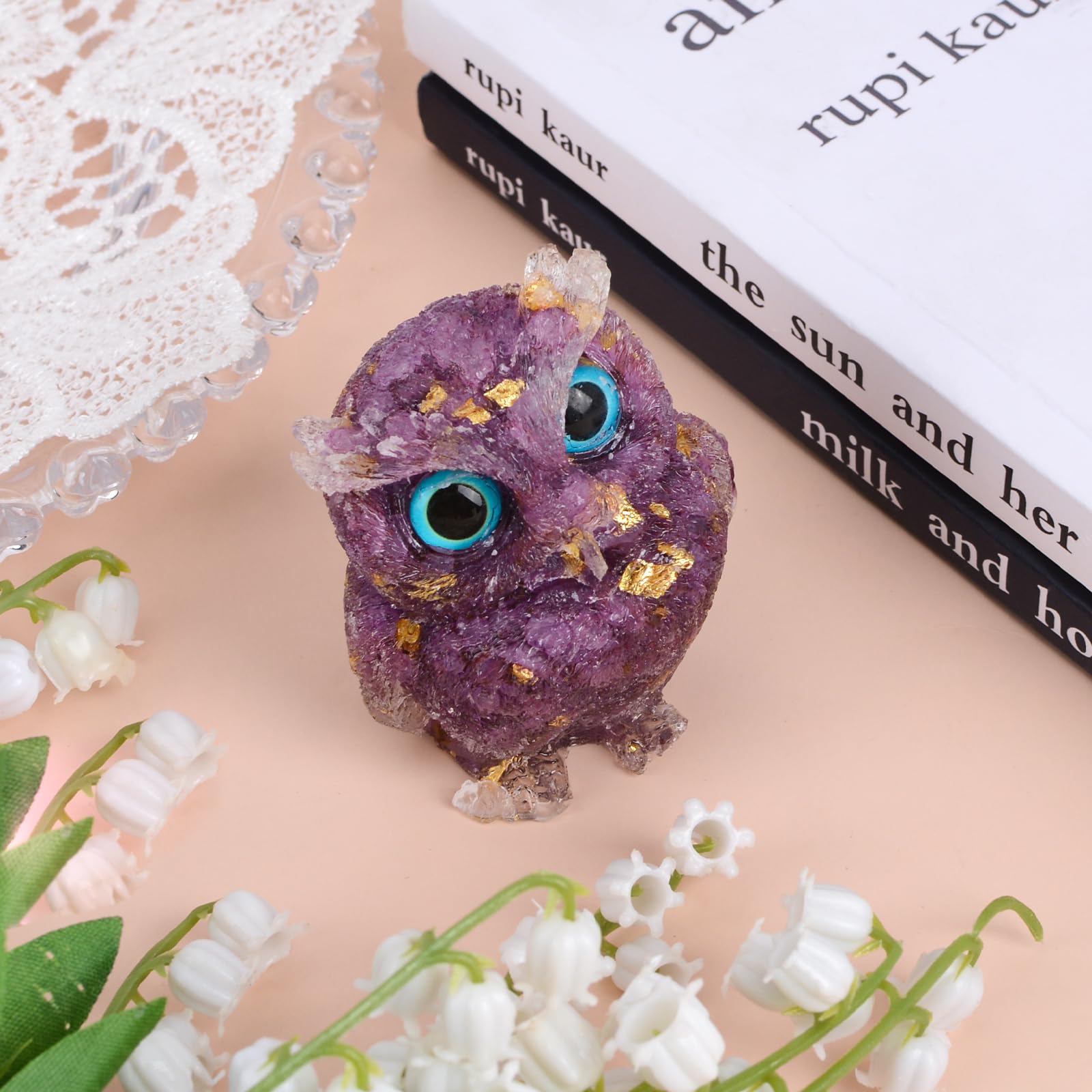 Clip Parfumé Hibou Pour Aération Voiture - Décoration Intérieure Mignonne En Résine Violette, Avec Tampon Parfumé