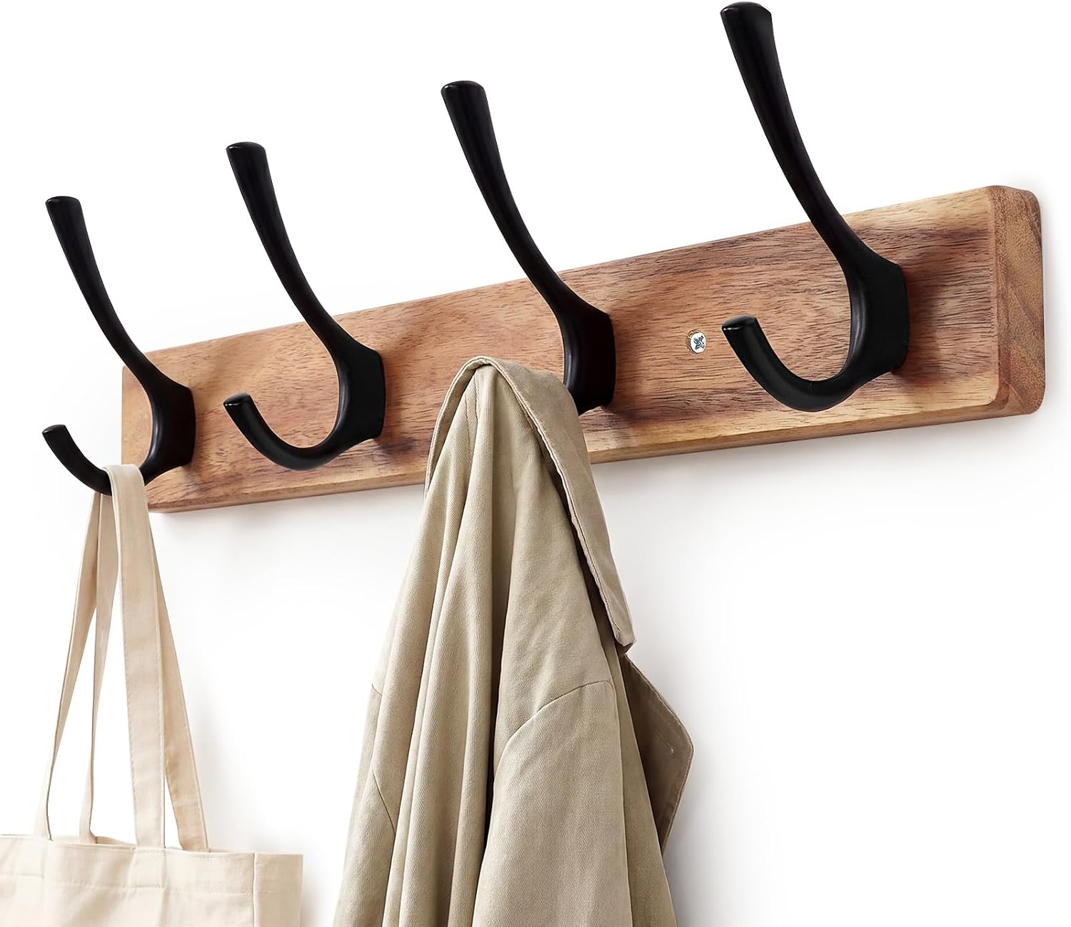 Yangbaga Coat Rack Wall Mount,Acacia Wood Coat Hooks Wall Mount,2-Pack