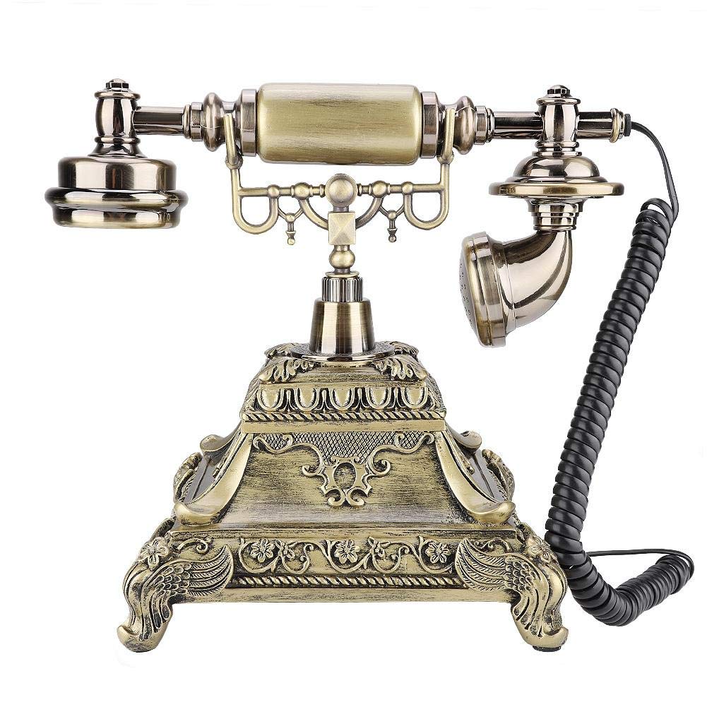 Garsent Vintage Telefon, Retro Schnurgebundenes Festnetztelefon Nostalgietelefon mit LCD Display für Tischdeko, golden