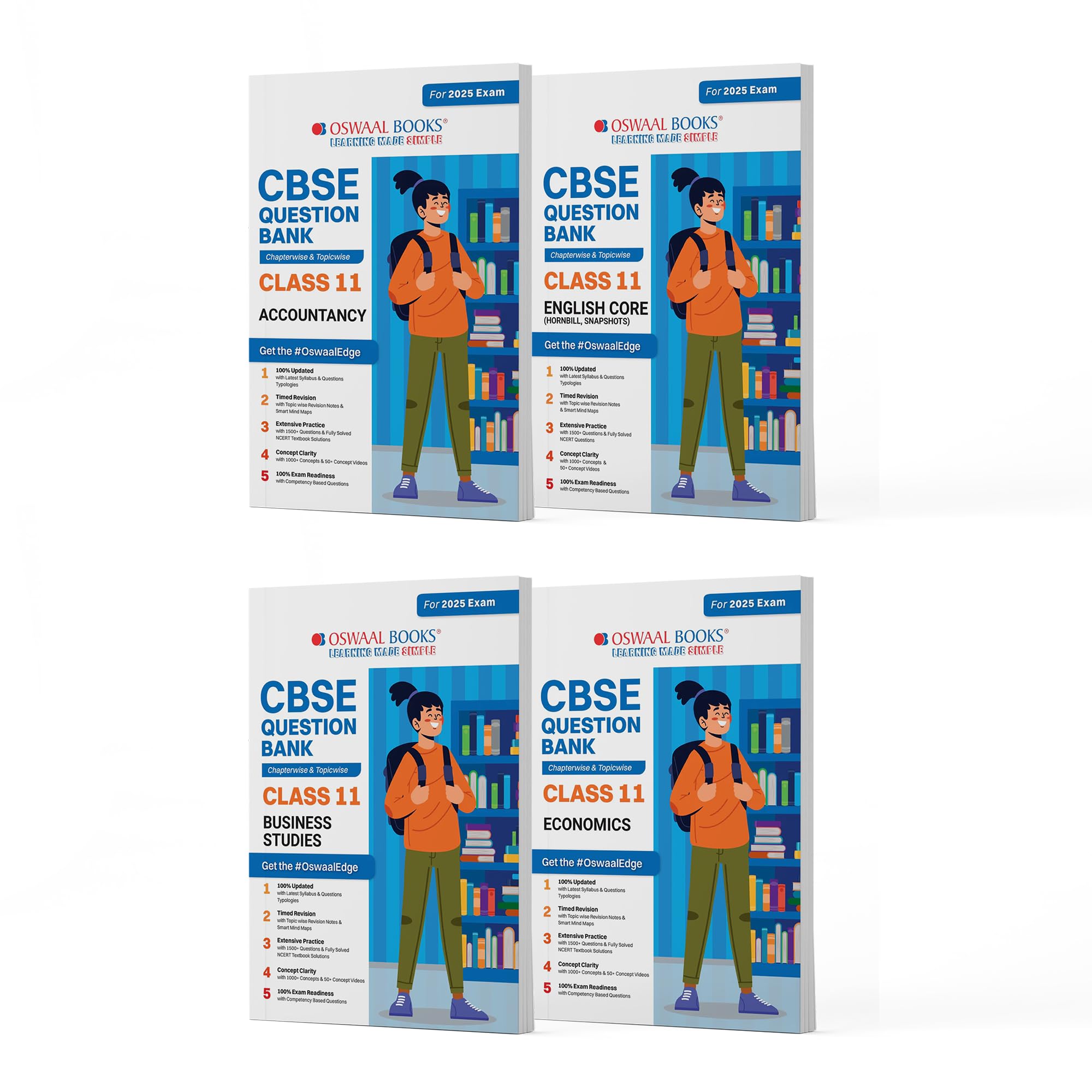 Oswaal CBSE Question Bank Class 11 Set of 4 Books | English Core | Accountancy | Business Studies | Economics | Chapterwise Topicwise Solved Papers| For 2025 Exams