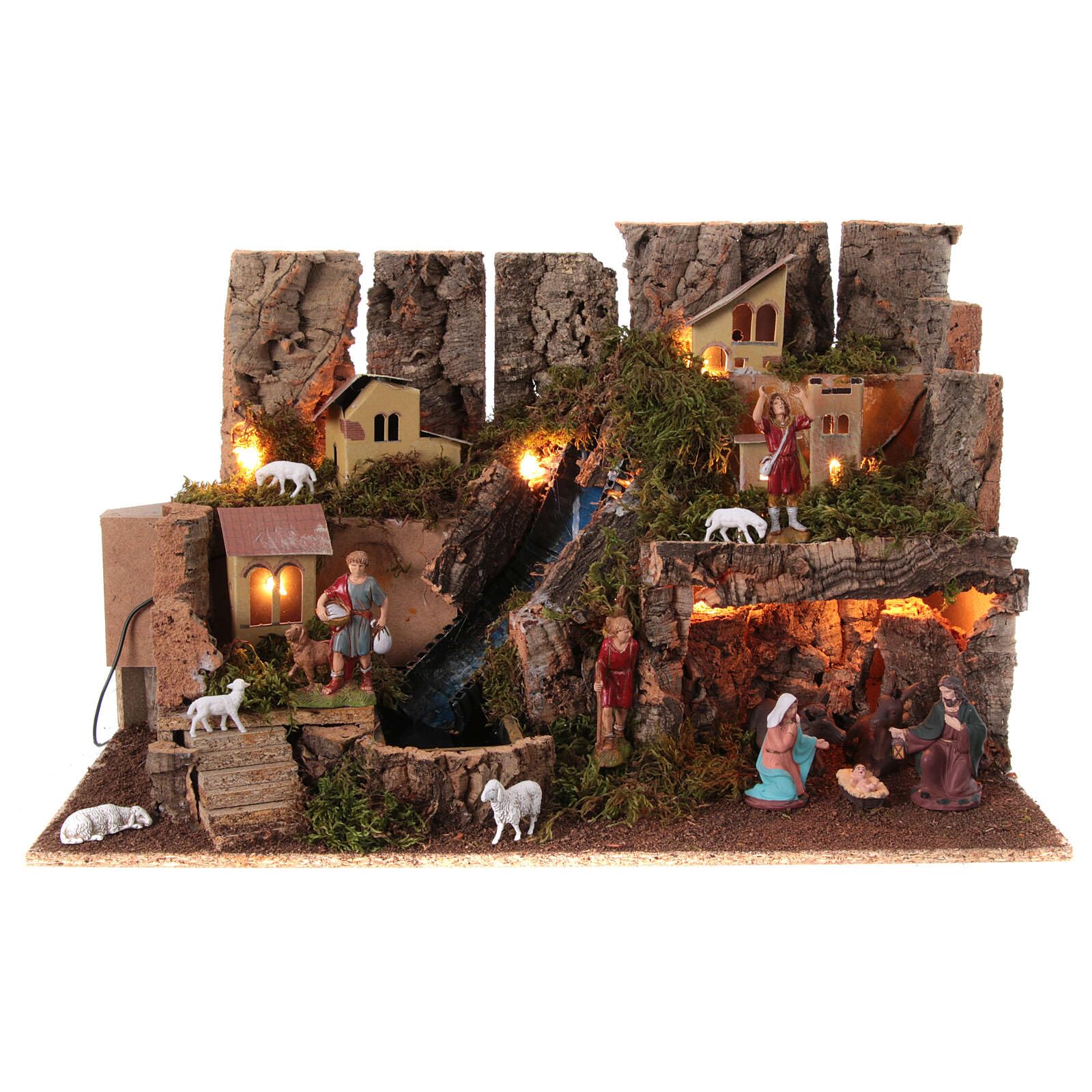 Holyart Portal de belén con Luces, Cascada y Cueva 40x58x38, VacíoAnchura: 58 cm|Altura: 40 cm|Profundidad: 38 cm