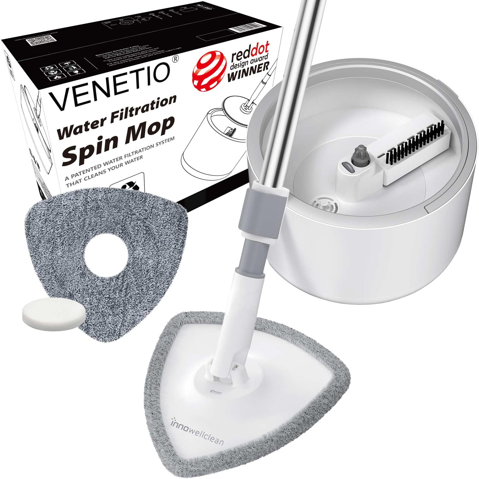 VENETIO Innowellclean Water Filtration Triangle Spin Mop