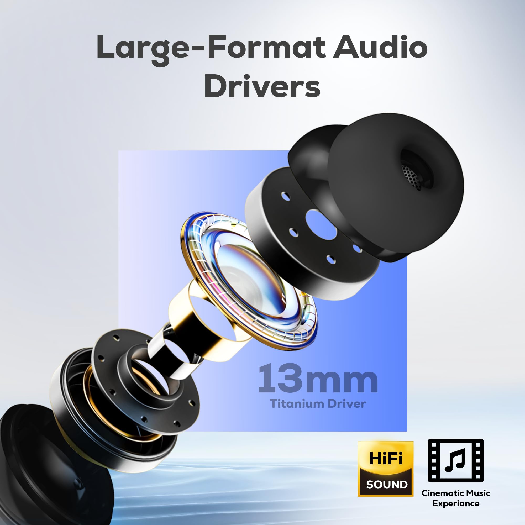 truke New Launch Mega 12 True Wireless in Ear Earbuds W/ 24-Bit Spatial Audio, Premium Leather Textured Design, 70H Playtime Fast Charge Buds, 13mm Drivers TWS, Low Latency, ENC (Ash Black) — Amazon image 4