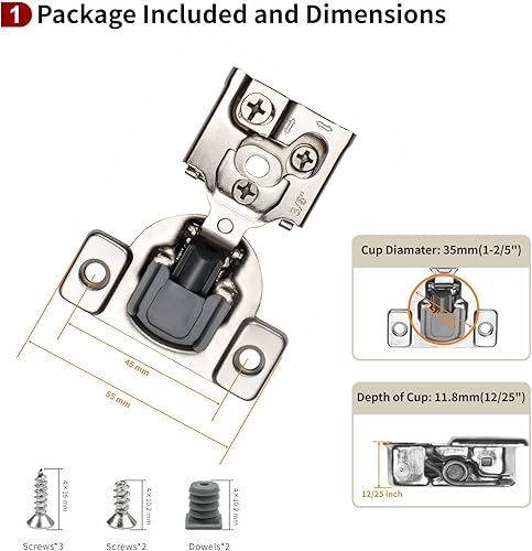 Miniatura 2 de Paquete de 10 bisagras de gabinete de cierre suave superpuestas 3D de 38 pulgadas para armario de cocina, ajuste de 3 vías, bisagras ocultas de