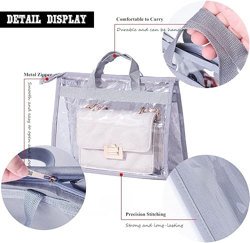 Miniatura 3 de fazhongfa 2 bolsas para el polvo para bolsas, organizador de almacenamiento de bolsos transparentes, no tejidas, bolsa colgante con cremallera y asa