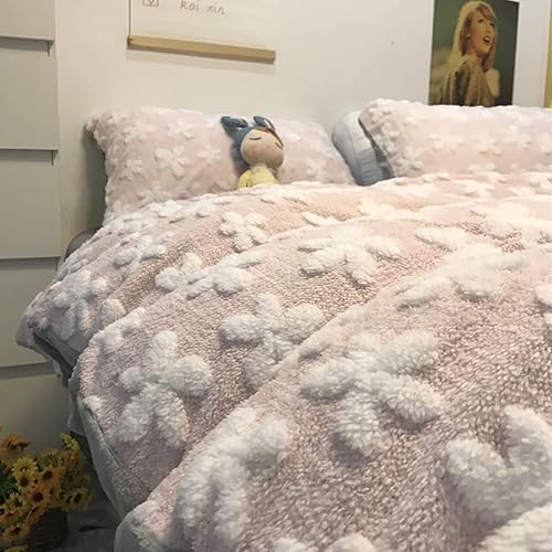 Miniatura 3 de Juego de sábanas de lujo, juego de funda de edredón, ropa de cama tamaño individual, terciopelo de leche ultra grueso, suave terciopelo coral de