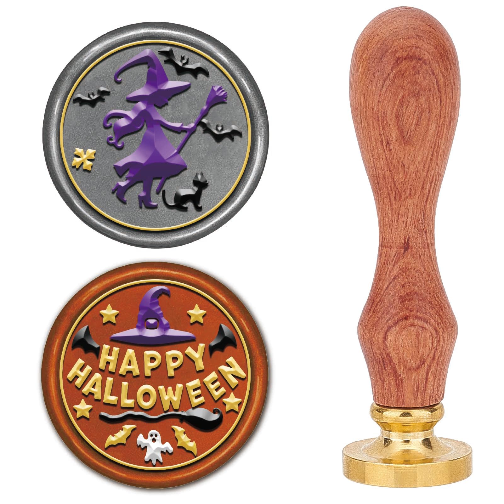Tampon de cire Halloween en laiton durable avec manche en bois amovible qualitatif