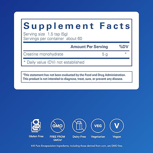 Miniatura 2 de Pure Encapsulations Creatina - Suplemento de creatina - Fuerza muscular, rendimiento y recuperación - Polvo de recuperación pre-entrenamiento - Sin