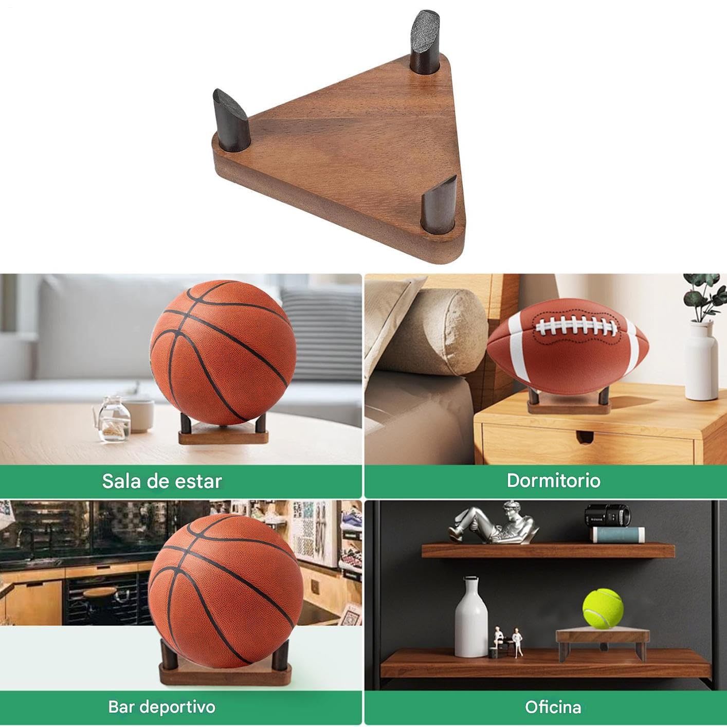 Genérico Soporte para Mostrar Balones - Portabolos De Madera para Exposición Y Almacenamiento,Estante Multifuncional Decorativo para Habitaciones Deportivas Dormitorio Gimnasio