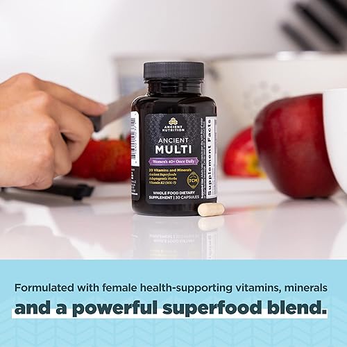 Miniatura 8 de Ancient Nutrition Multivitamínico para mujer 40+ una vez al día, 30 unidades + proteína de colágeno en polvo, sin sabor, 40 porciones