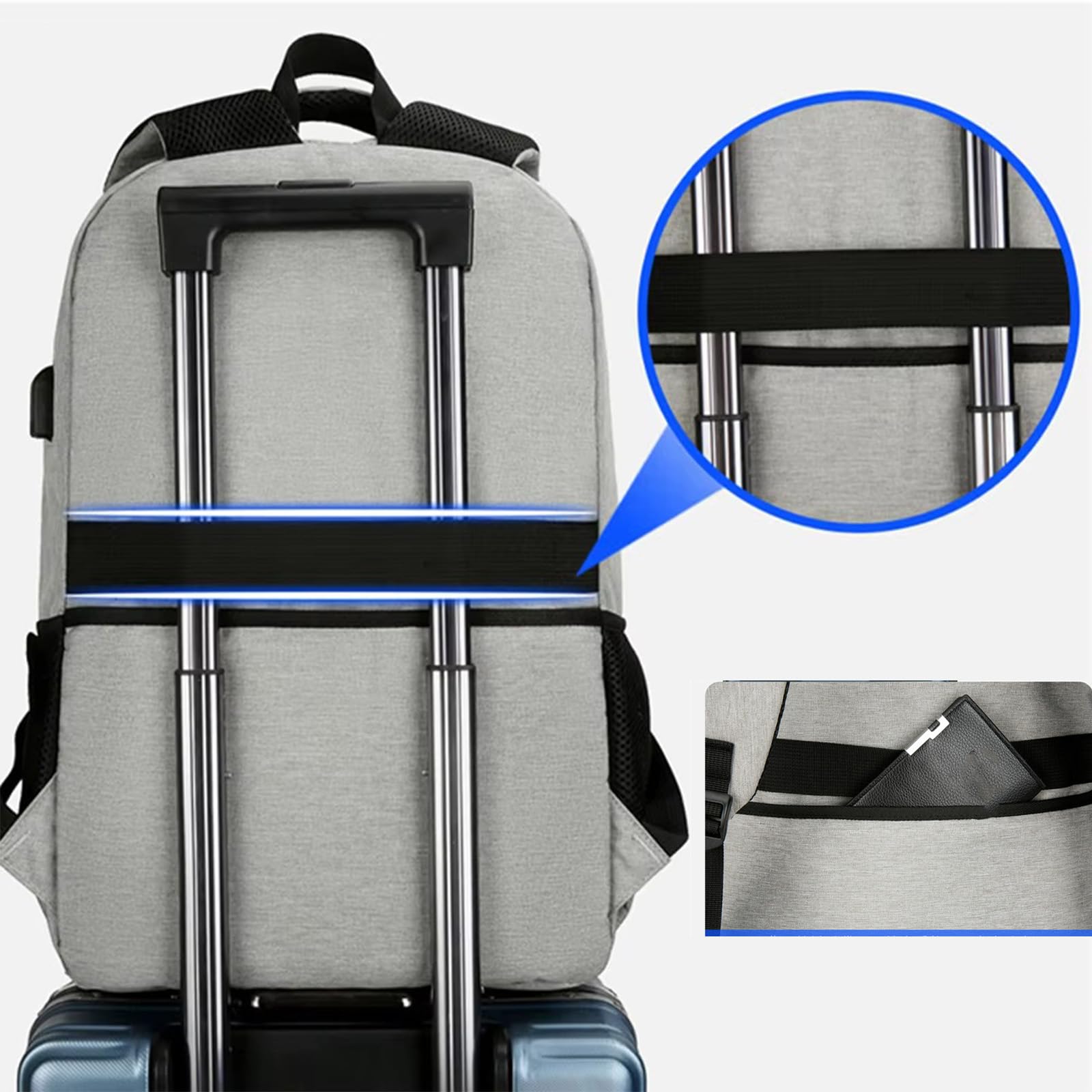Zaino PC Portatile, Zaino da Viaggio con Borsa Termica Porta Pranzo con Porta USB, Laptop Zaino Lavoro Donna Uomo per Campeggio Viaggio - Nero