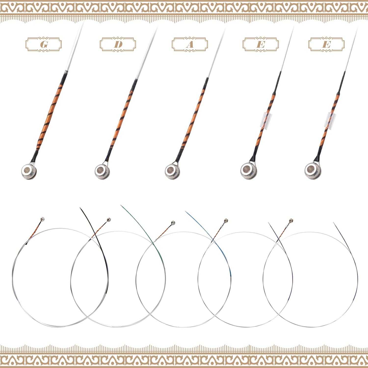 Violin String - Violin Strings 1/4 Full Set (G-D-A-E-E') - Steel Core for Superior Performance - Al-Mg Winding for Enhanced Sound - Violin Accessories