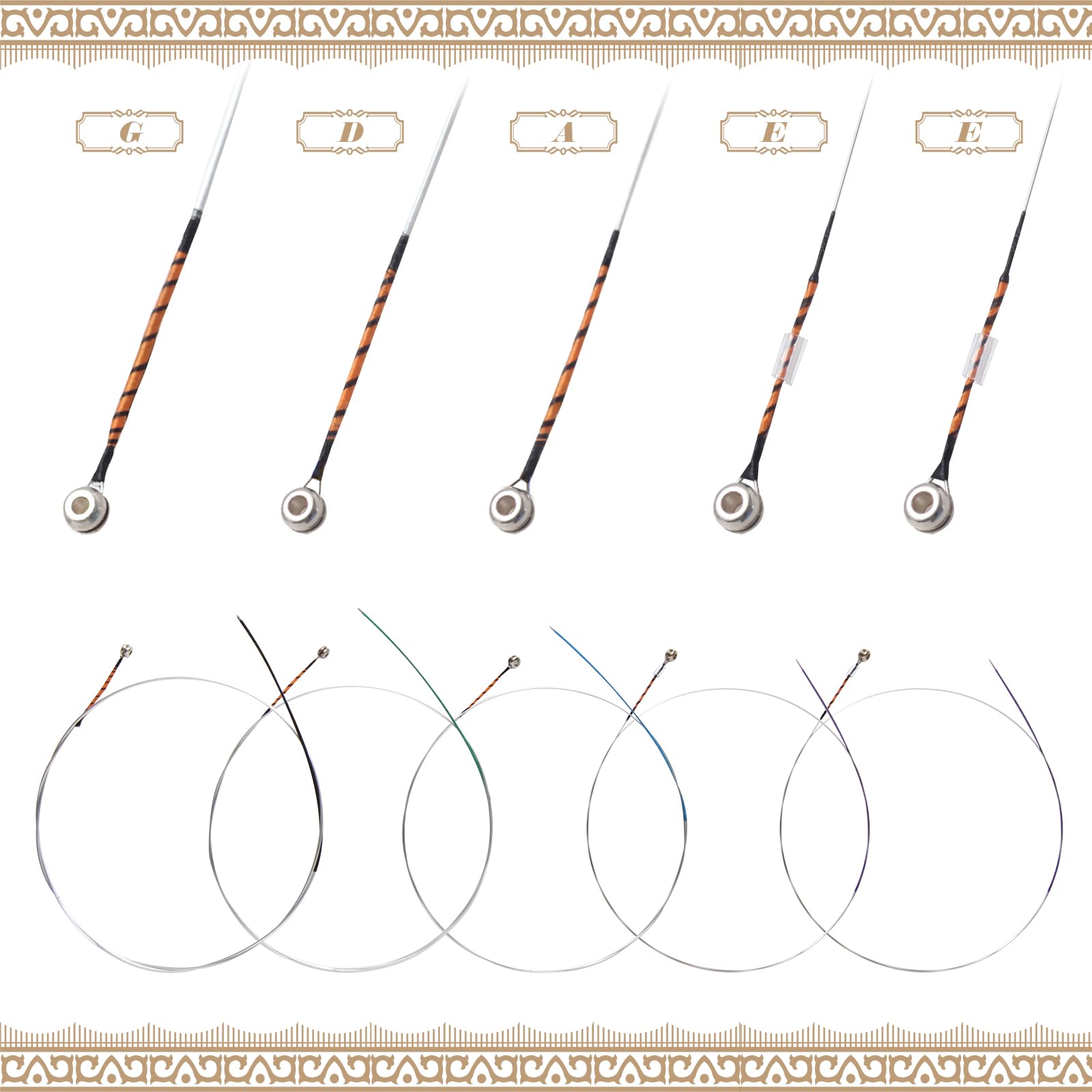 Cuerdas para violín – Cuerdas de violín 1/4 (G-D-A-E-E') – Núcleo de acero para un rendimiento superior – Bobinado Al-Mg para un sonido mejorado – Accesorios para violín