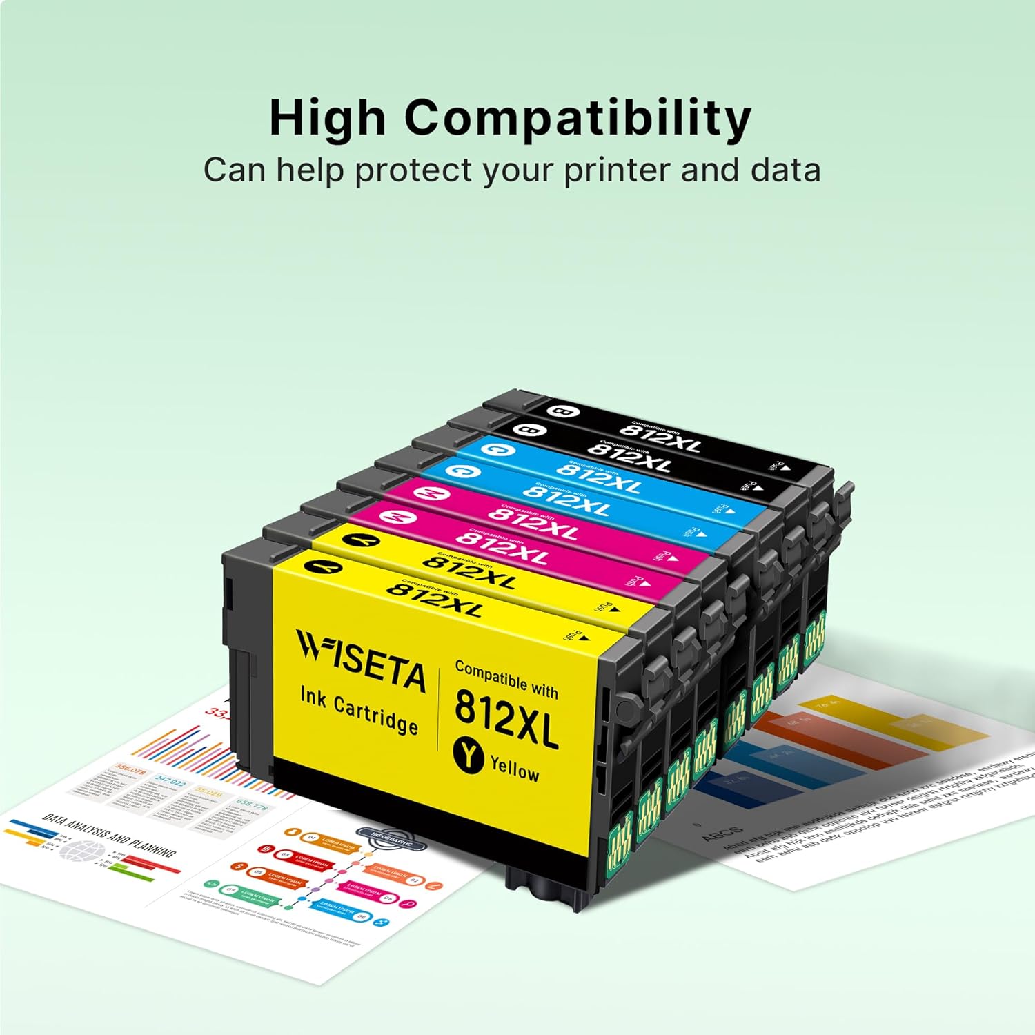 812XL Ink Cartridges Combo Pack Remanufactured Replacement for Epson 812XL 812 Ink Cartridges 812 XL T812XL to Use with Workforce Pro WF-7310 WF-7820 WF-7840 EC C7000 Printer(8 Pack, 2BK/2C/2M/2Y)