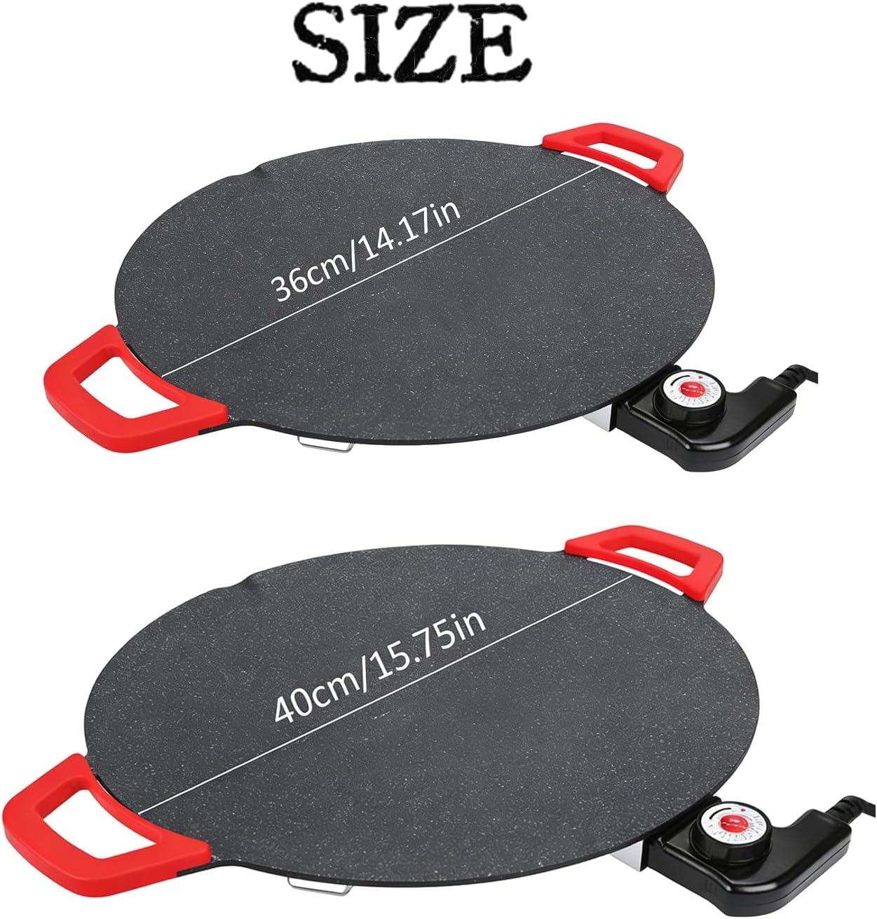 Multi-functional Smokeless Portable Electric Grill with Adjustable Temperature, Fast Heating for Steaks, Burgers, Pancakes and Indoor Cooking (40cm/16in)