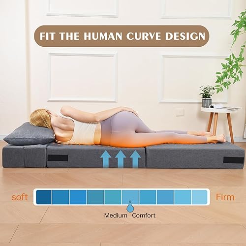 Miniatura 6 de Sofá cama plegable, sofá cama convertible tipo futón con almohada, silla plegable con funda lavable, sofá plegable para habitación de invitados,