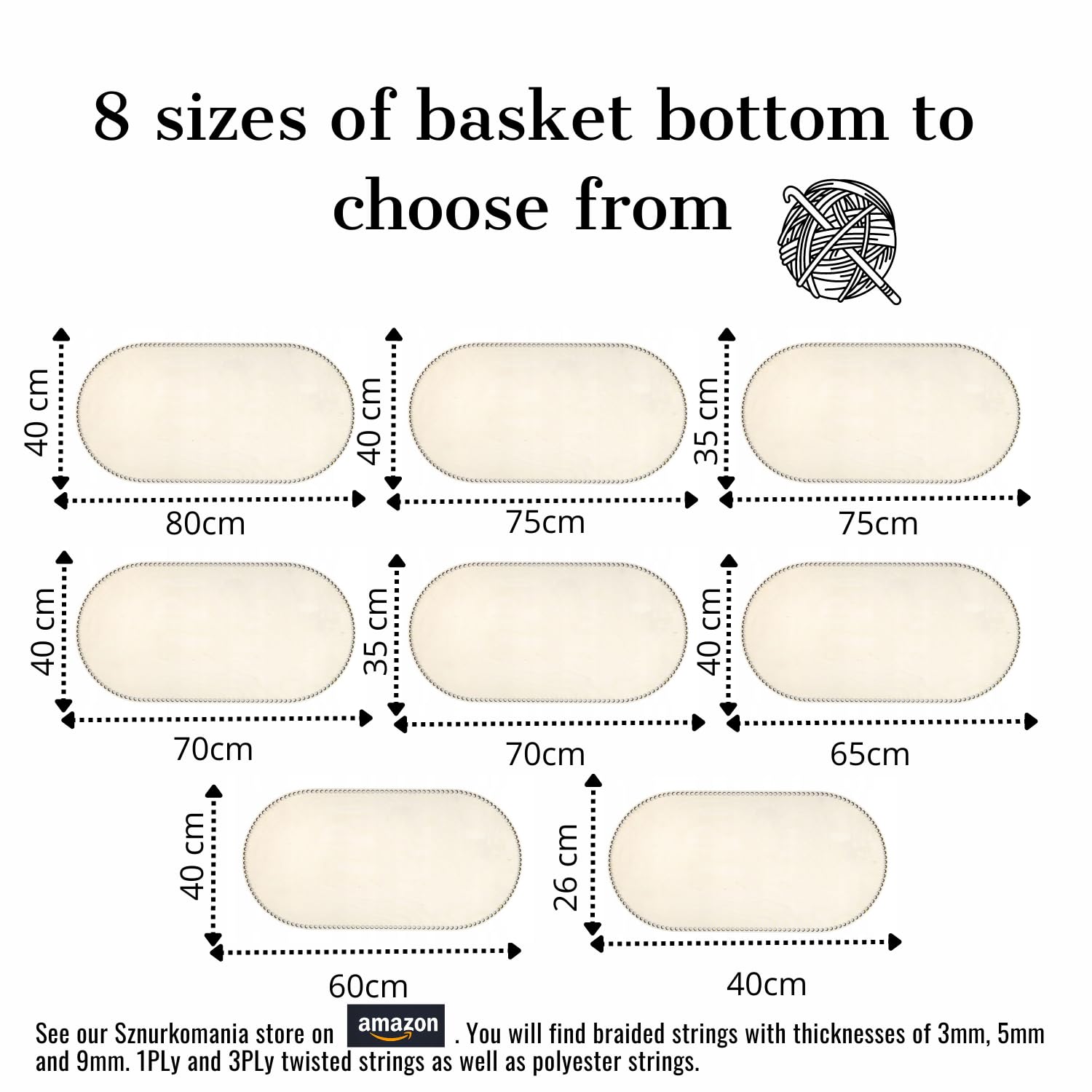 Plywood Base, 80x40cm, Many Sizes, Toy Basket Base, Natural Wood Base, Crochet Accessories, Crochet Base, Wooden Bottom, Basket Bottom