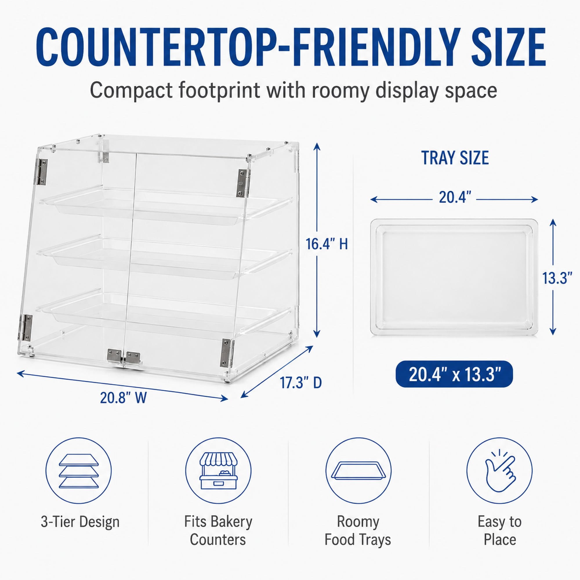 Pastry Display Case - 3 Tier Acrylic Countertop -2