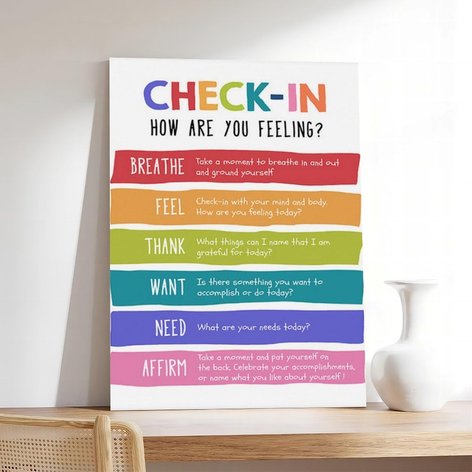 LNYLSJ Poster di salute mentale del controllo emotivo, poster d'arte di affermazione quotidiana | Tela per soggiorno, camera da letto, casa, ufficio, stampa regalo, stile cornice, 50,8 cm di lunghezza x 76,2 cm di larghezza