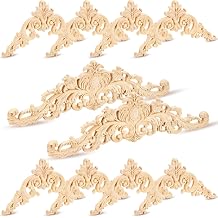 Yalikop 10 Pcs Wood Appliques and Onlay for Furniture, Large Size, Delicate | Decorative Wooden DIY Carved Onlay, Unpainted Rubber Wood for Cabinet Door Bed Wardrobe, Easy to Install and Paint, DIY
