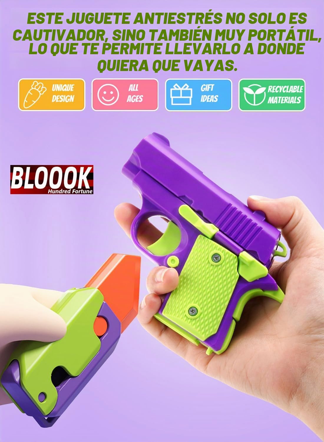 BLOOOK Fidget Toy - Pistola antiestrés Figity Spin,Estimming Toys, Cubo Anti Stress Gadget,Juguete Regalos Fidget Slider para Adultos y Niños de Escritorio, Ideal para Ansiedad, ADHDs,Autismo (8