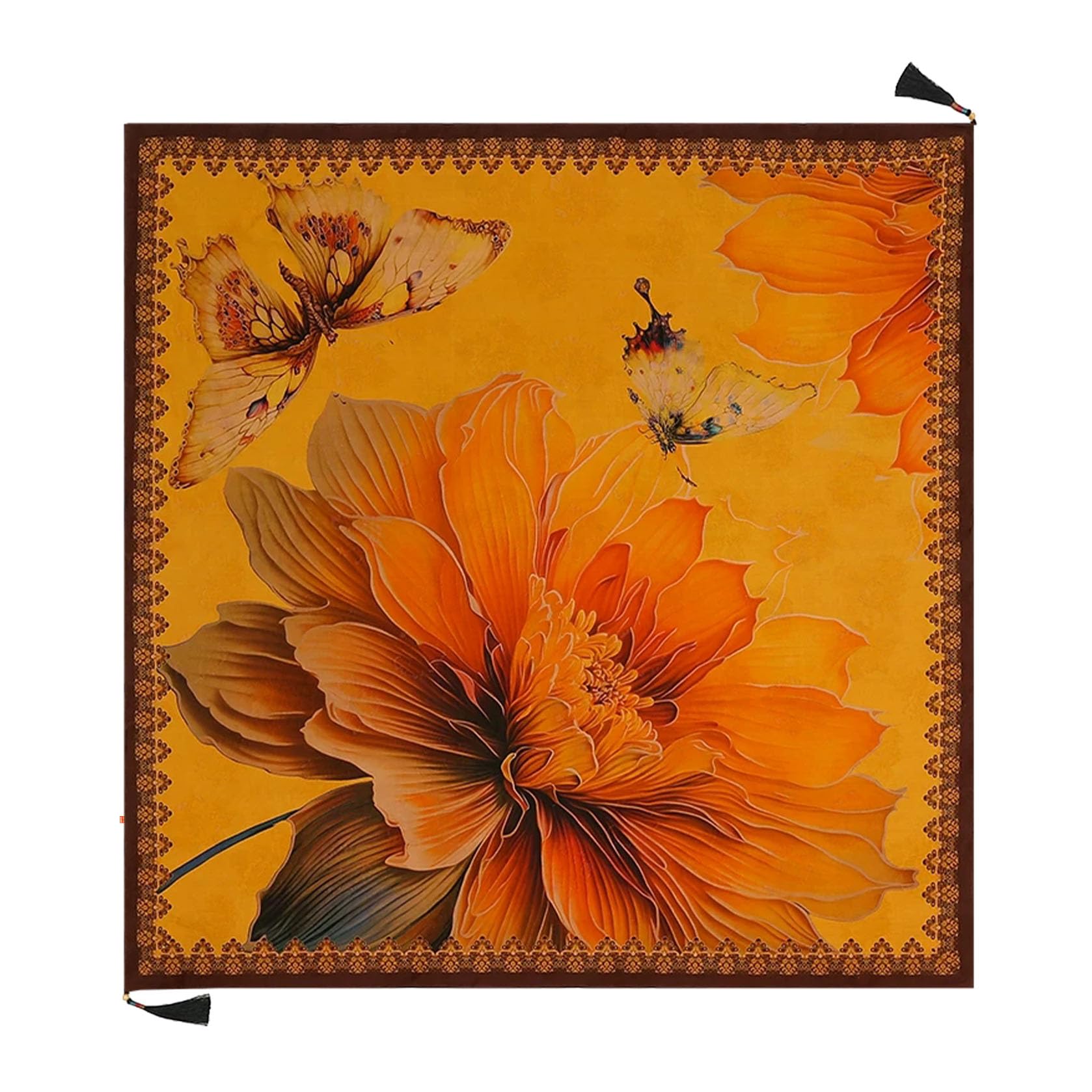 HangErFeng Jedwabny kwadratowy szalik Dalia motyl dwustronny szal 1655