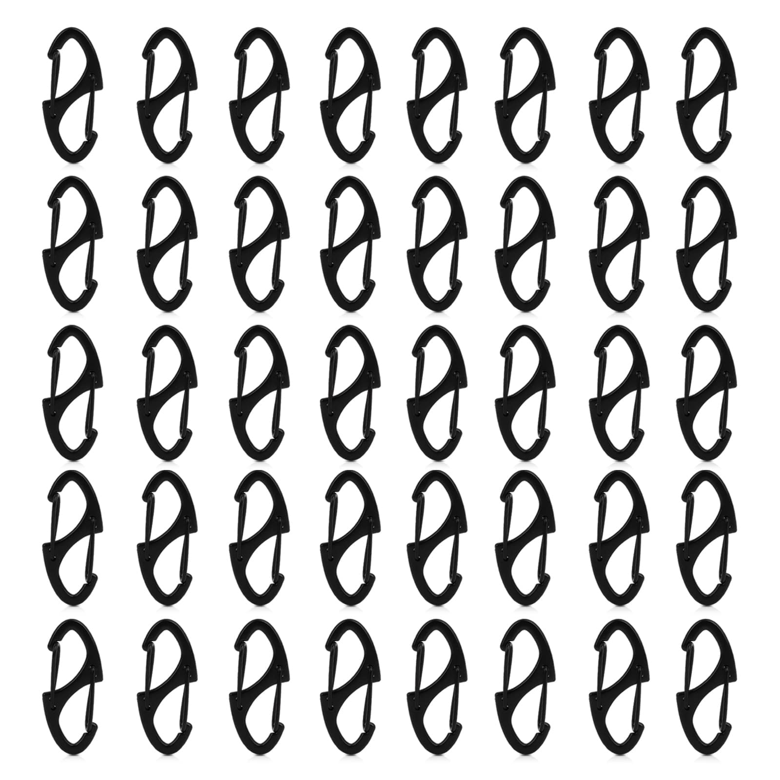 40 piezas de llavero de mosquetón doble en forma de S – (1.6 pulgadas) mosquetón de doble puerta S – Ideal para camping, viajes, pesca (negro)