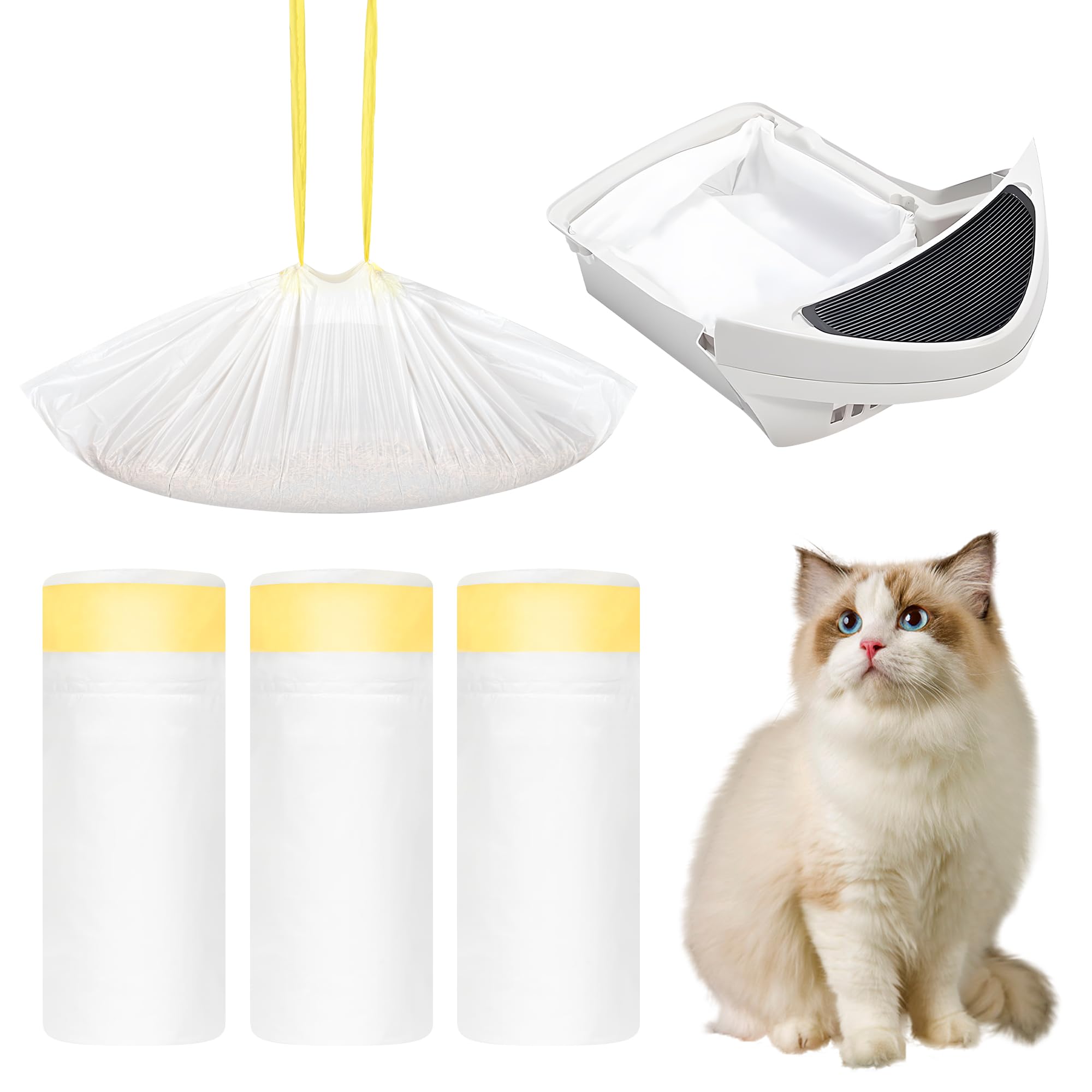 60 Count Cat Litter Box Liners for Litter Robot 4 and 3, 26.5