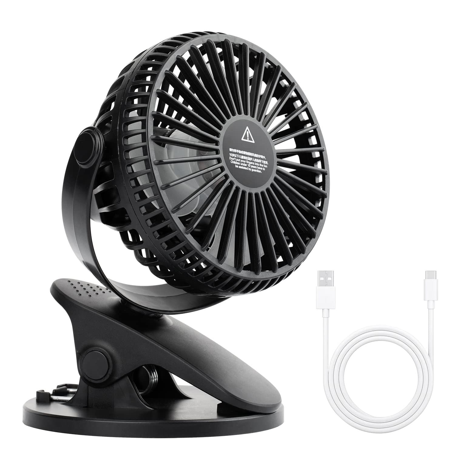 Yamdrok USB Desk Fan, Rechargeable Portable Fan with Sturdy Clip, 3 Speeds, Strong Airflow with 360° Rotation Quiet Personal USB Fans for Office Desk Golf Car Outdoor Travel Camping Tent Gym Treadmill