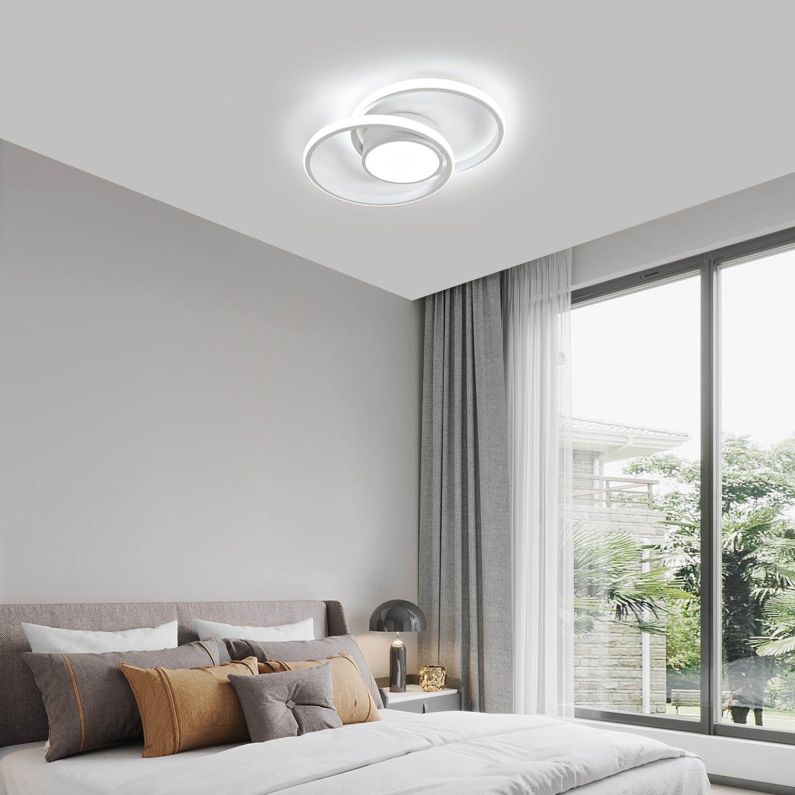 DELIPOP Plafoniera LED Dimmerabile, 40W 3980LM Lampada da Soffitto Moderna con Telecomando 3000K-6500K, Lampadario LED Soffitto per Camera da Letto Soggiorno Cucina Corridoio Ufficio, Bianco