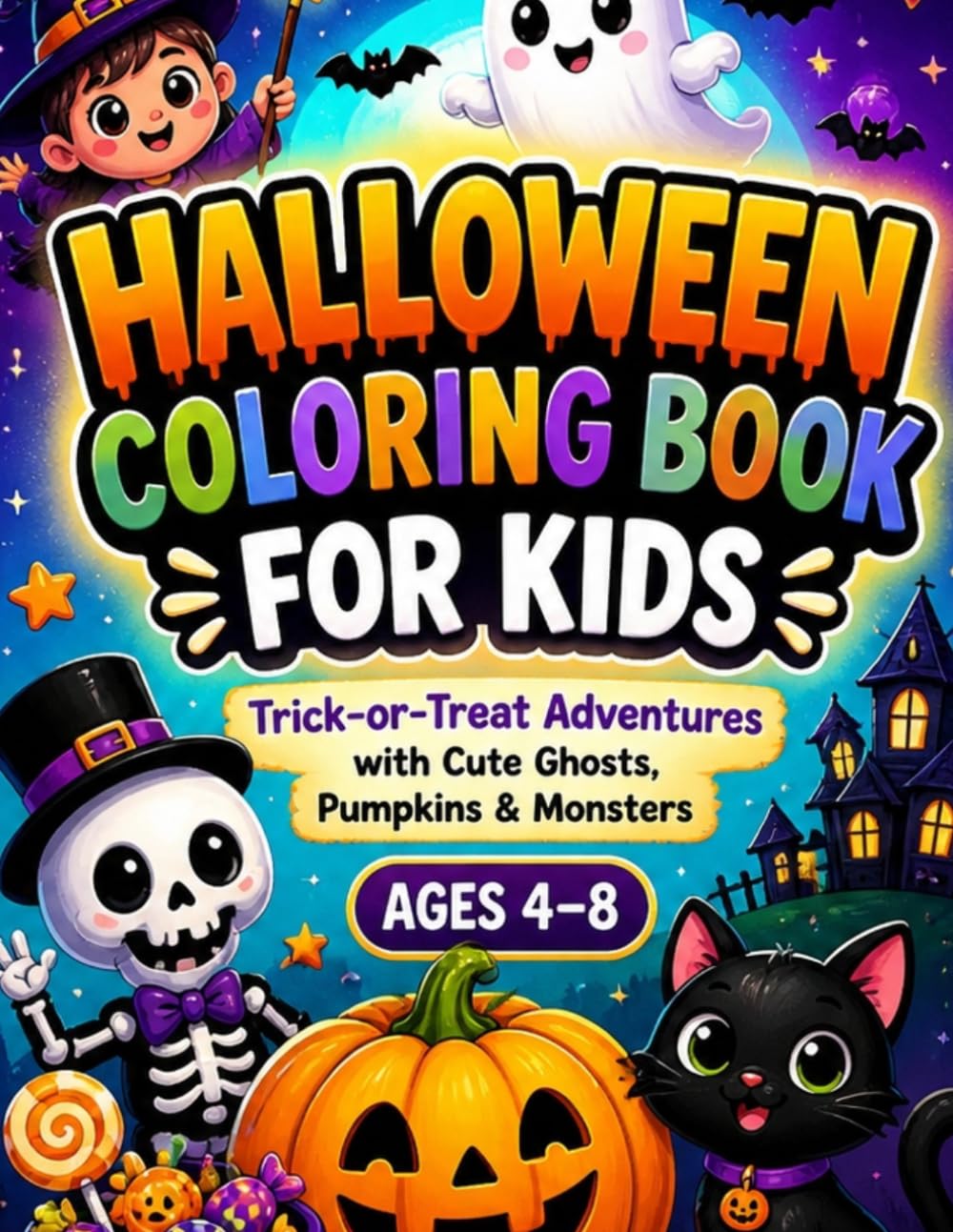 Trick-or-Treat Fun: A Halloween Coloring Book for Kids Ages 2-8 Cute, Spooky & Fun Activities for Boys and Girls.
