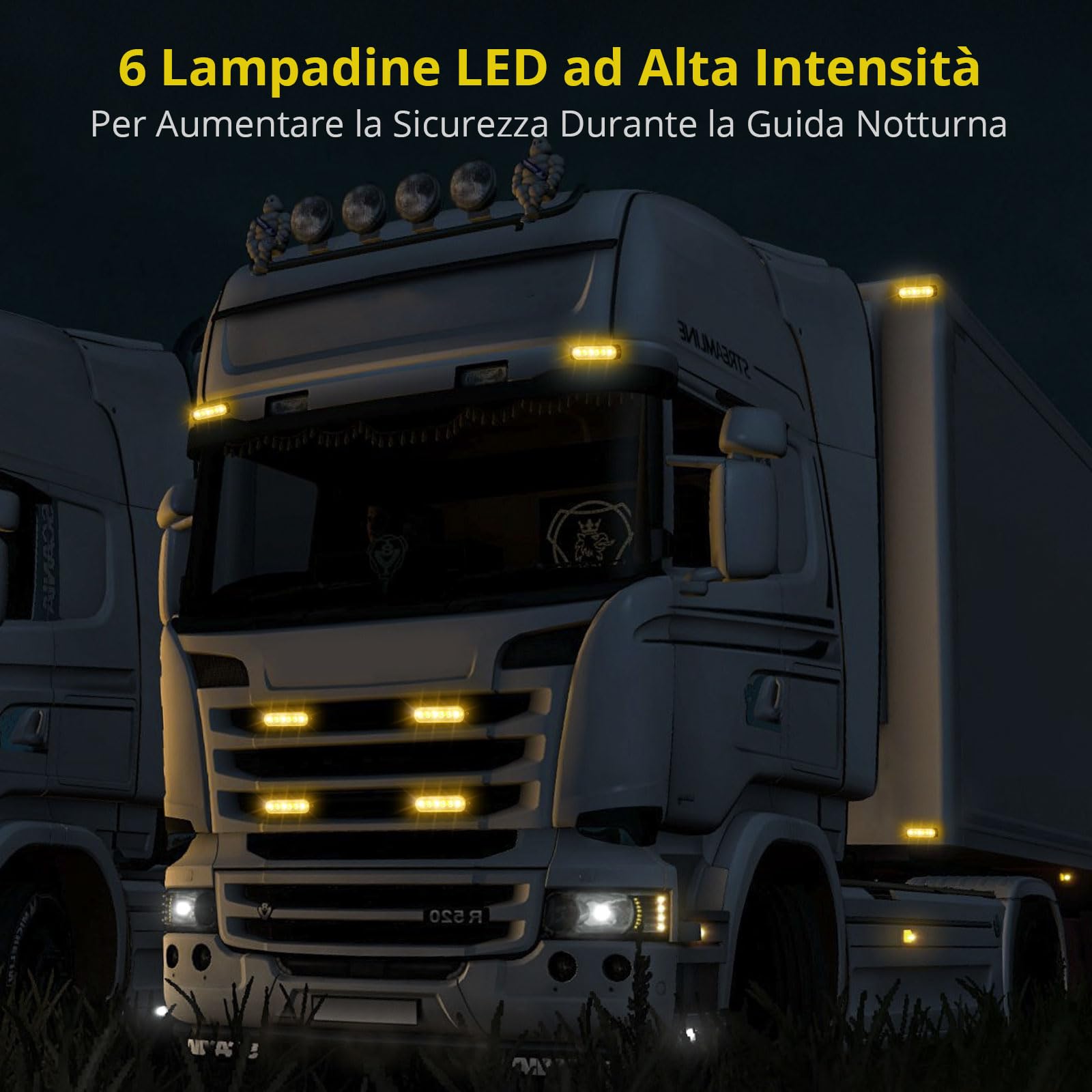PROZOR Luce di Emergenza per Auto 6 LED Stroboscopica 18 Modalità Lampeggiante Luci di Recupero Ambra Impermeabile per Veicolo Camion Fuoristrada SUV