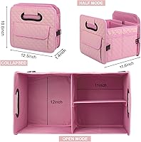 Vista 6 de JiatuA Car Trunk Organizer for SUV, Car Storage Organizer Collapsible Multi Compartment Container Box, Adjustable Car Accessories for Women/Men, Pink