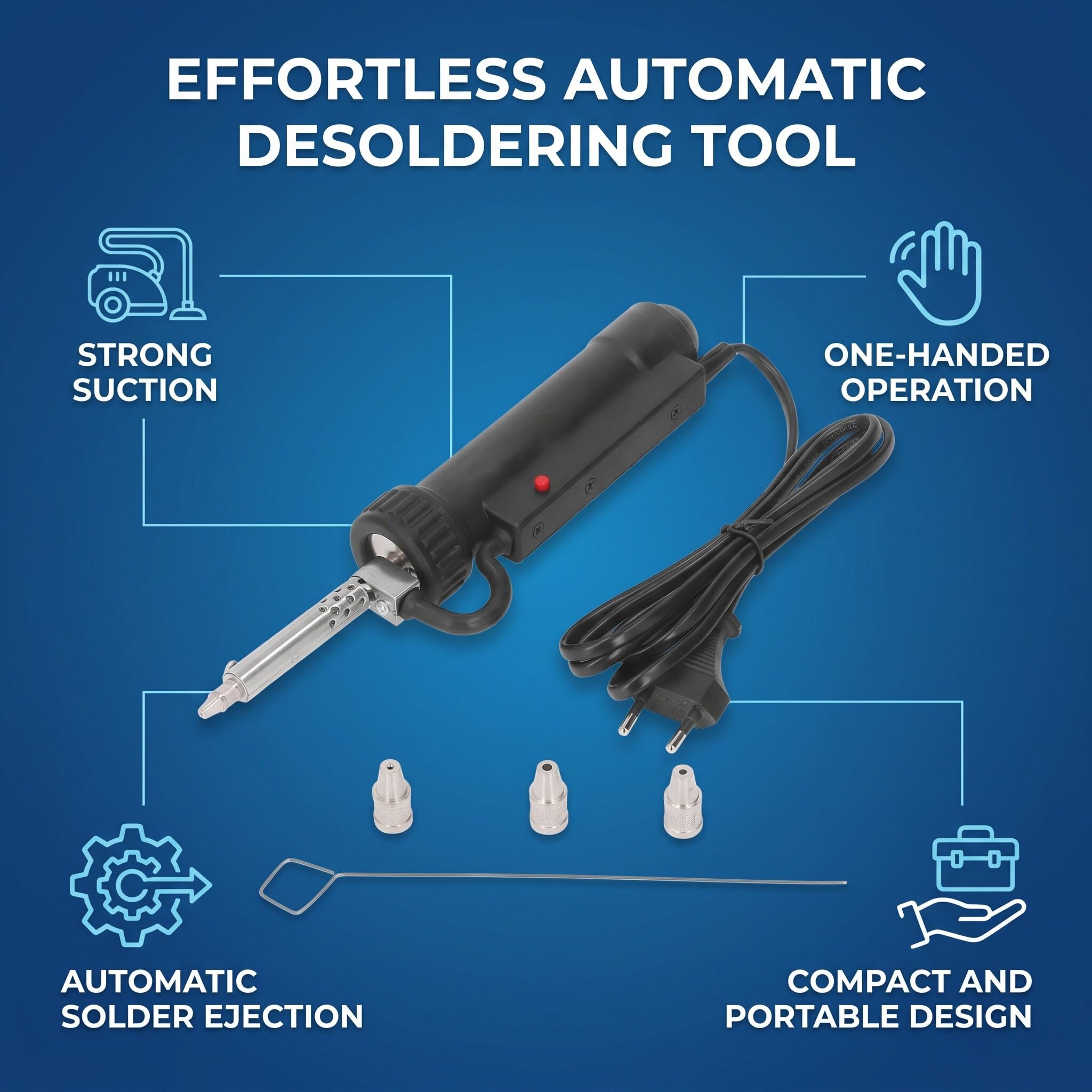 Pompa Dissaldante Elettrica Portatile in Acciaio Inossidabile ABS per Prodotti Elettronici con Spina per Saldatura