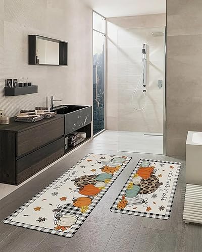 Miniatura 2 de Tapete de baño con diseño de calabaza y leopardo para bañera, antideslizante, de secado rápido y absorbente, de tierra de diatomeas, tapete para