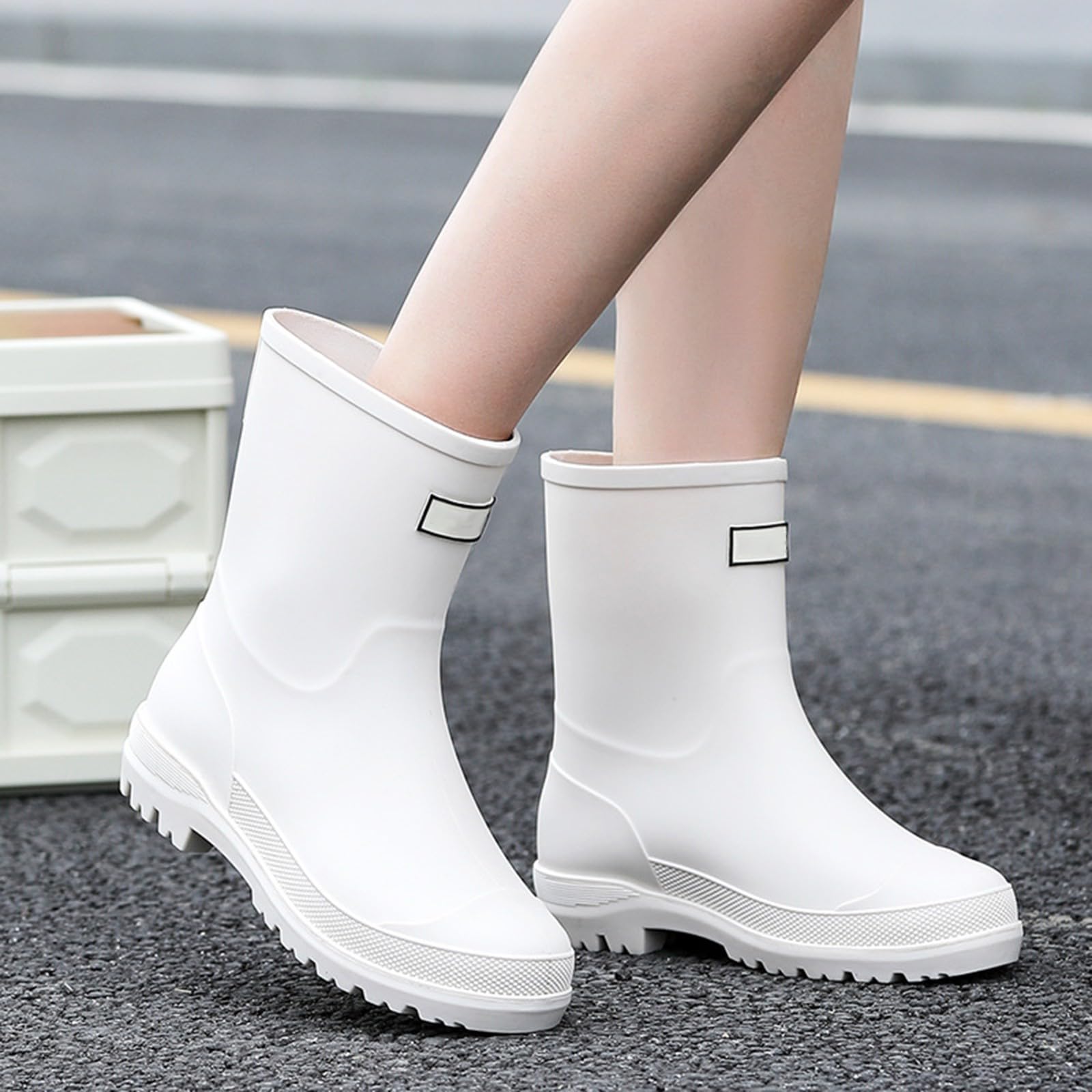 Botas de goma para mujer, botas de lluvia de media altura, botas de goma, impermeables, botines de Wellington, botines de goma, antideslizantes, para jardín, botas de lluvia, botas de lluvia, botas de