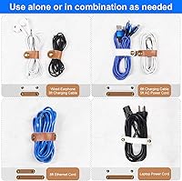 Vista 3 de Leather Cable Straps Cord Organizer - Coideal 20 Pcs Earphone Cables Ties Reusable USB Cord Keeper with Snap Cord Clips Holder for Phone