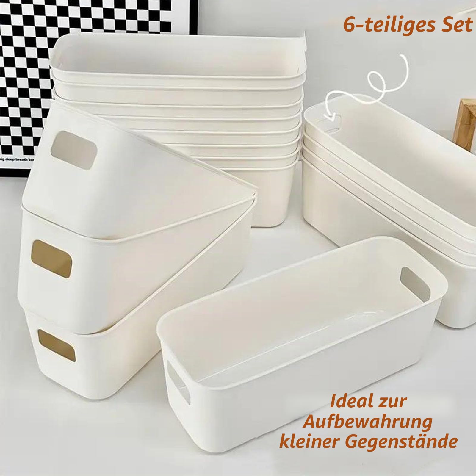 4 Stück Aufbewahrungsbox Kunststoff Aufbewahrungskorb mit Griffen Boxen Aufbewahrung Küche Aufbewahrungsboxen Küchenschrank Organizer box für Badezimmer Regal Ordnungsboxen Kunststoffbox (4 Stück) Küche, Haushalt & Wohnen