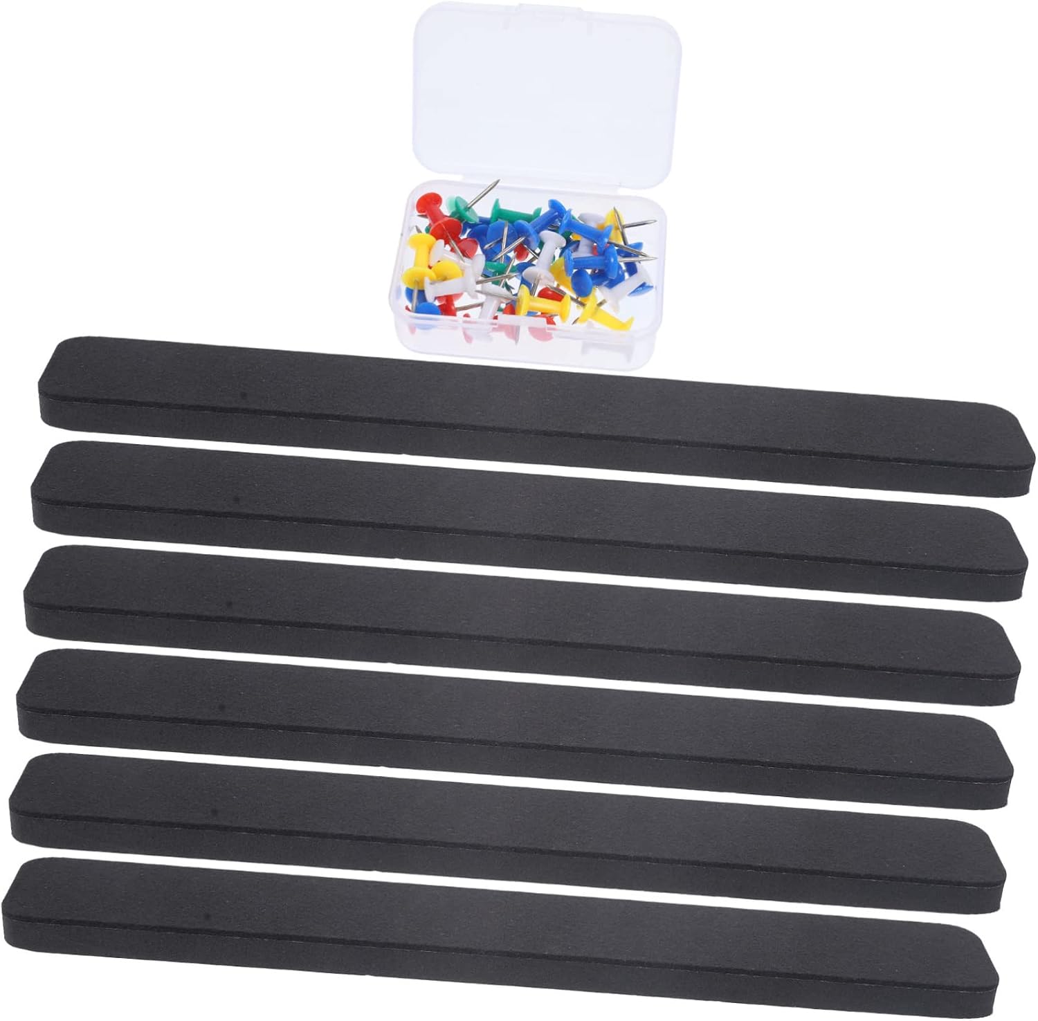 Self-Adhesive Felt Bulletin Board Strips for Classroom and Home Memo Display Wall Bars with Pushpins Black Message Board