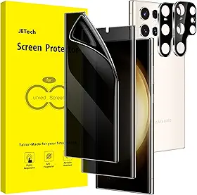 JETech Película Protetor de Tela de Privacidade para Samsung Galaxy S23 Ultra 5G 6,8 Polegadas com Protetor Lente Câmera, TPU Flexível Anti-Espião, 2 Pacotes Cada