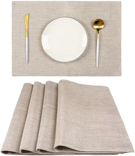 Spring Garden Home Juego de 4 manteles individuales lavables para mesa de comedor, resistentes al calor, lavables, para cocina, comedor, 13 x 19