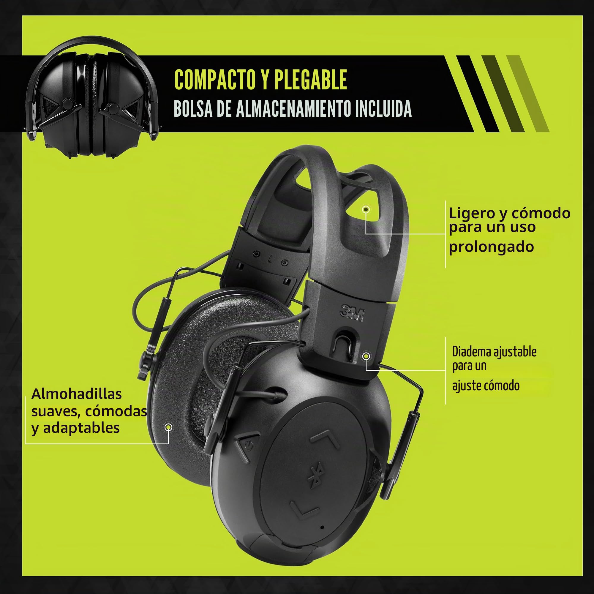 Peltor Sport Tactical 500 Protector auditivo electrónico inteligente con tecnología Bluetooth, protección para los oídos para disparos, pistolas, caza