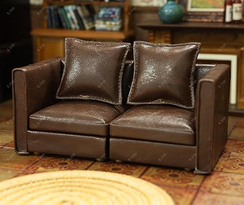 Miniatura 5 de iLAND Muebles de casa de muñecas, juego de sofá seccional en miniatura para decoración de casa de muñecas, accesorios a escala 112, sofá moderno de