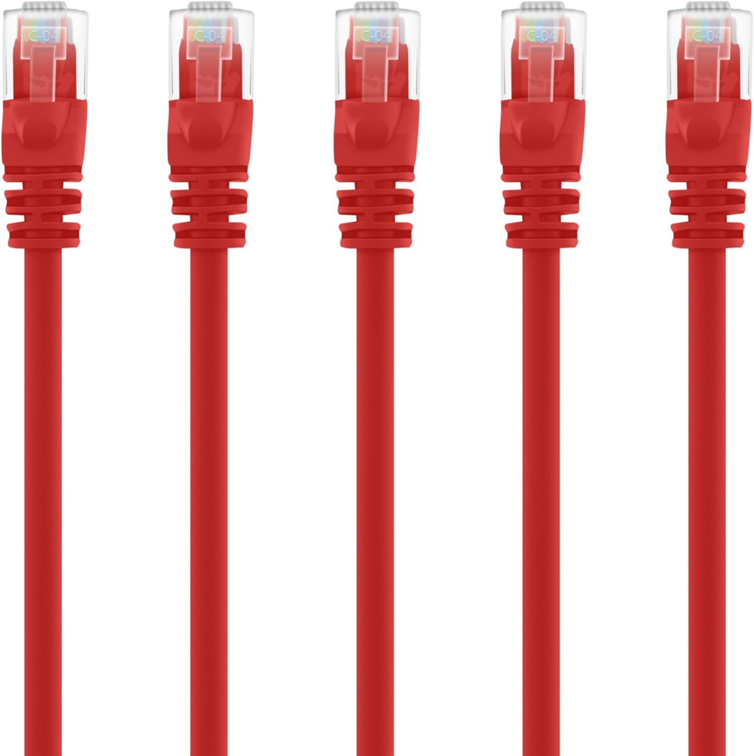 GearIT 5-Pack, Cat5e Ethernet Patch Cable 14 Feet - Snagless RJ45 Computer LAN Network Cord, Red - Compatible with 5 Port Switch POE 5port Gigabit