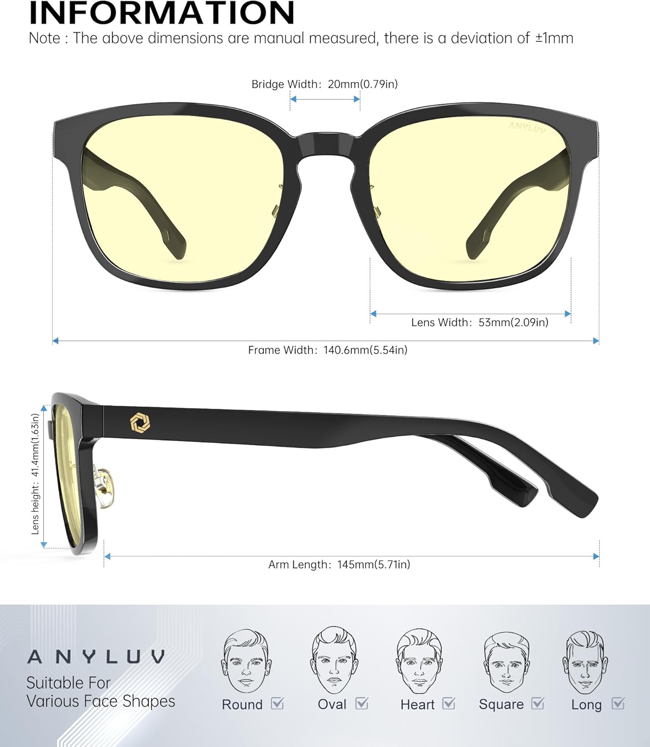 ANYLUV Blue Light Glasses Men Women Computer Gaming Glasses Anti Eyestrain Lightweight Blue Light Blocking Glasses - Image 4