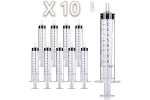 10 Pack 10ml/cc Plastic Syringe Liquid Measuring Syringe Tools for Crafts, Science & Essential Oils