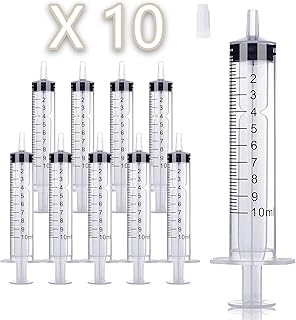 10 Pack Syringe without Needle, 10ml/cc Syringes for Jello Shots with with Tip Cap & Individually Wrapped, Syringe for Oral,Scientific Labs, Measuring, Watering,refilling, Pets, Medical Student, Oil or Glue Applicator