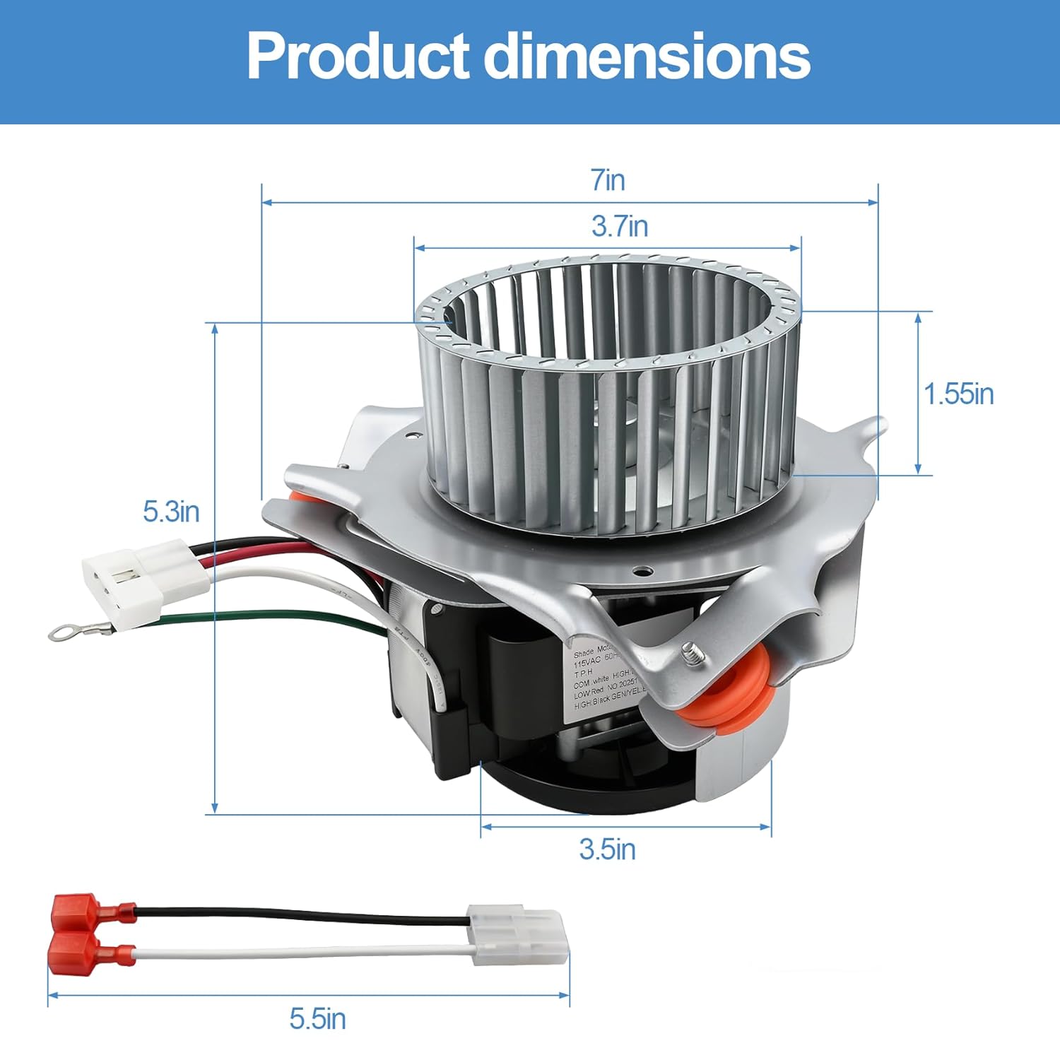 326628-761 Furnace Draft Inducer Motor, Compatible with Carrier Bryant Payne 310AAV024045AAJA PG8JAA024045AAJA, Furnace Exhaust Vent Venter Blower Motor Assembly, Replacement HC21ZE125A 349336-761